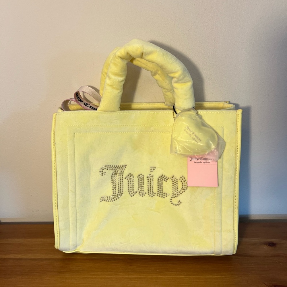 Juicy Couture Light Yellow Tote with Rhinestone Logo